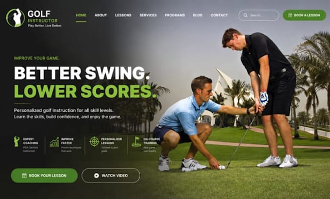 create fix squarespace golf instructor website coaching booking website