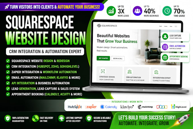 setup squarespace CRM integration with hubspot, zapier automation and workflows