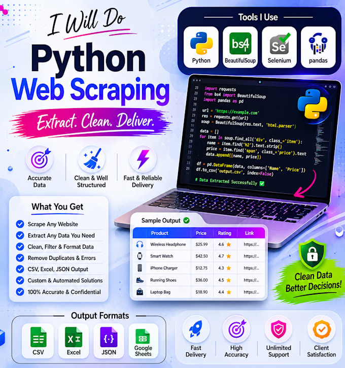 do web scrapping for your messy data from any weblink