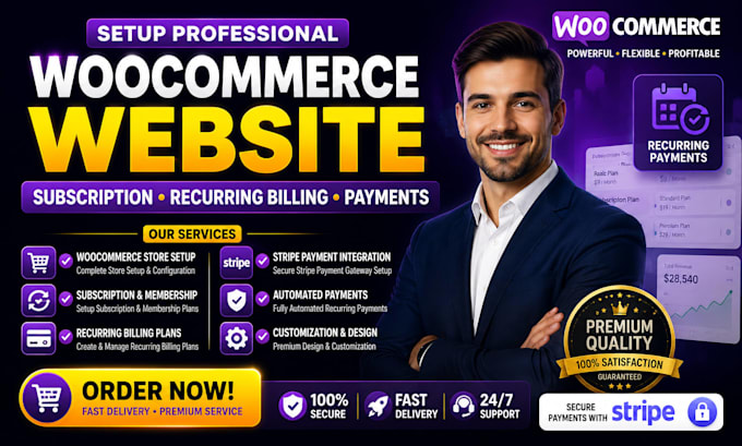 setup woomerce website subscription recurring billing plans payments stripe pay