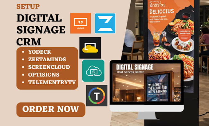 setup diigital signage crm yodeck zeetaminds screencloud optisigns telementrytv