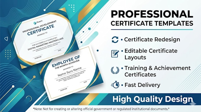 idesign and edit professional certificates professionally