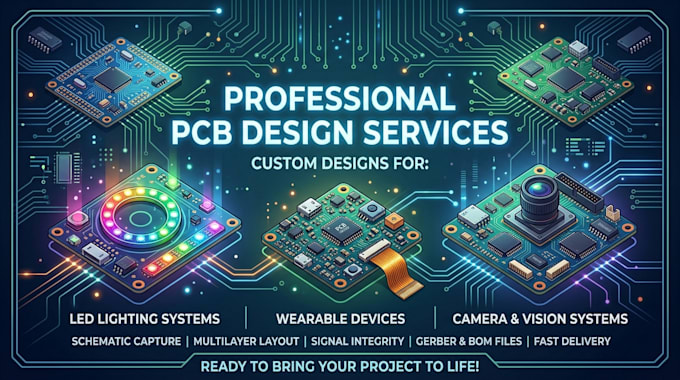 design custom pcb for led lighting wearable and camera systems