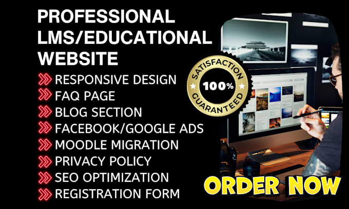 build educational lms website elearning website and do social media marketing