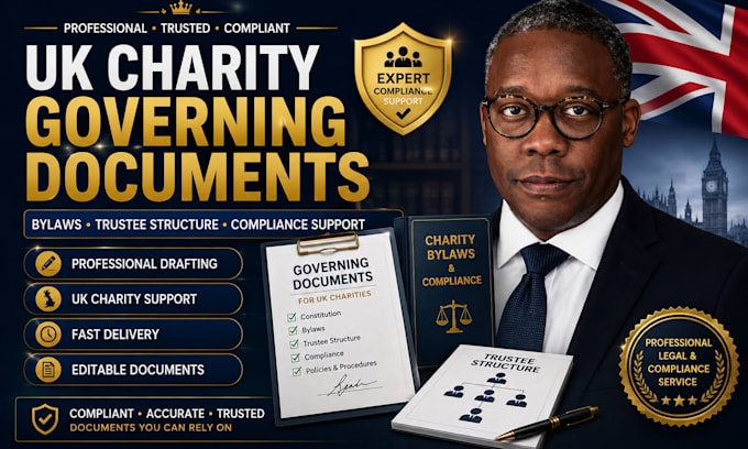 draft UK charity governing documents bylaws and compliance support