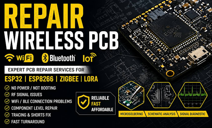 repair wireless pcb rf wifi bluetooth iot esp32 esp8266 zigbee lora board