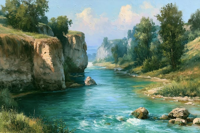 paint landscape in oil painting