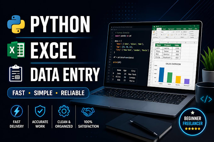 help with python, excel, and data entry tasks