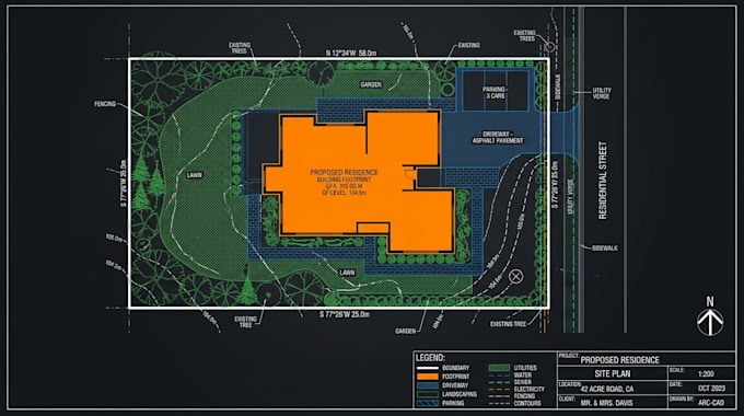 draw detailed civil site plans, plot plans and site layouts for city permits