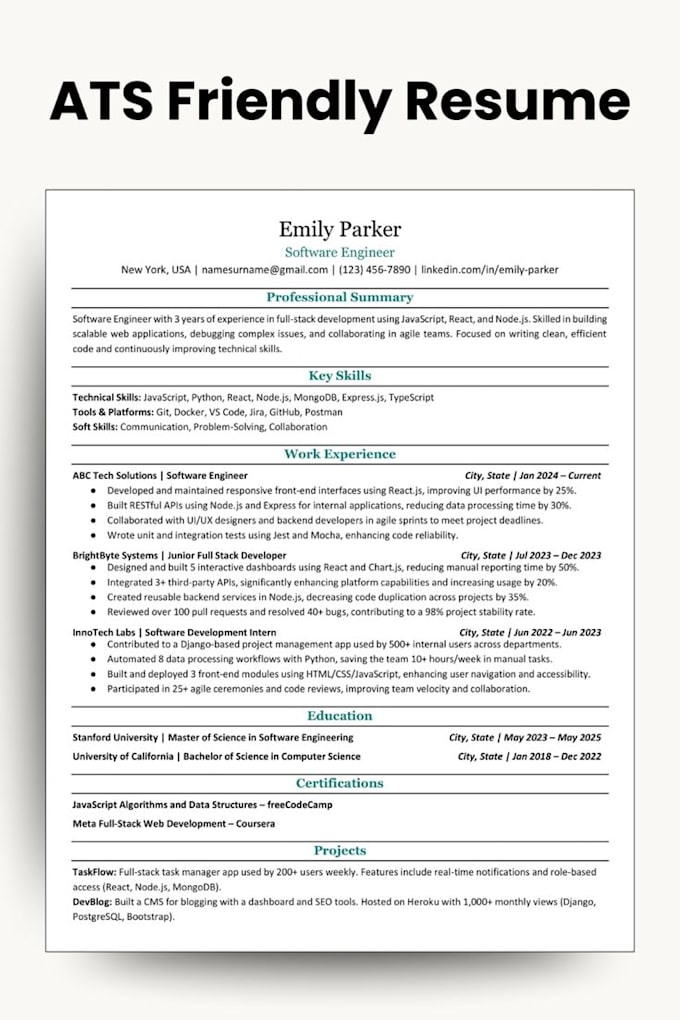 create an ats friendly resume that gets interviews