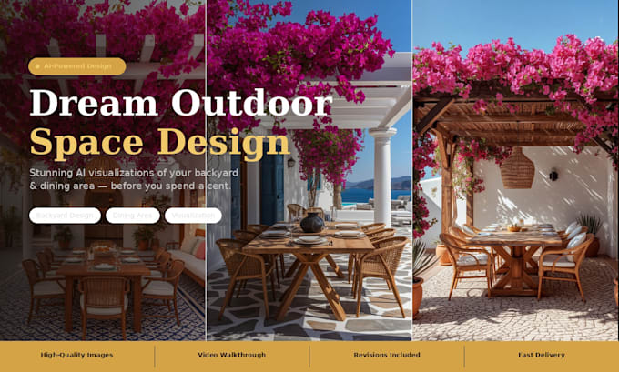 create stunning ai backyard and outdoor dining space design visualization