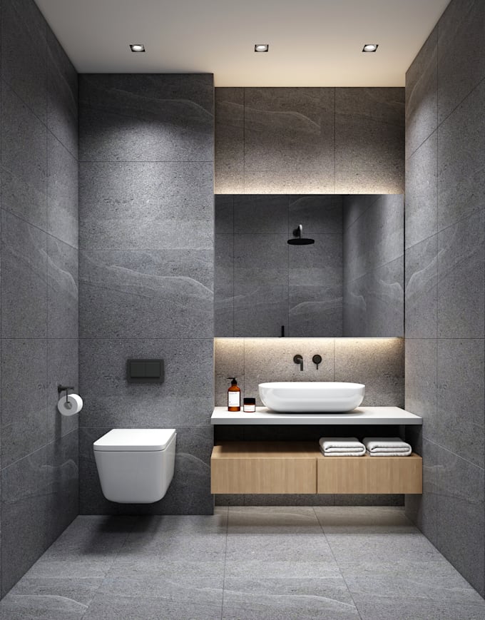 do kitchen bathroom interior design realistic 3d rendering