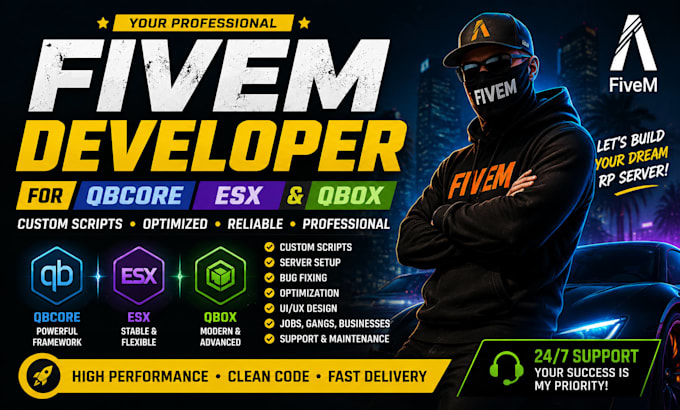 be your professional fivem developer for qbcore esx and qbox