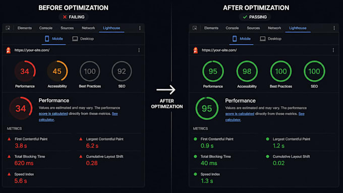 improve your nextjs or react apps lighthouse score and core web vitals