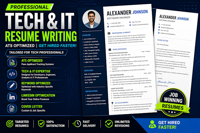 write tech resume for software engineer, IT, cybersecurity and cloud jobs