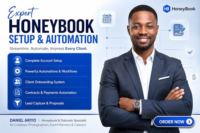 setup honeybook CRM automation workflows and client onboarding