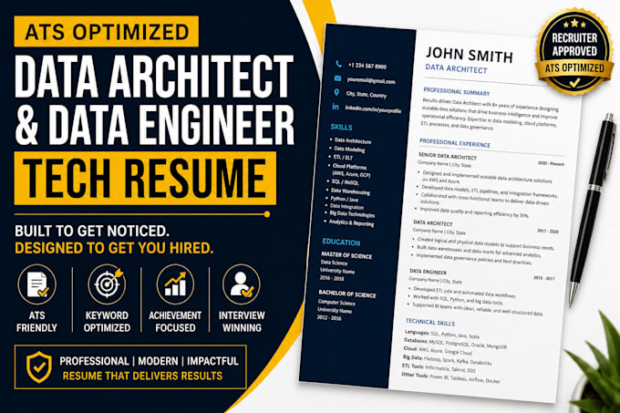 write ats data architect and data engineer tech resume
