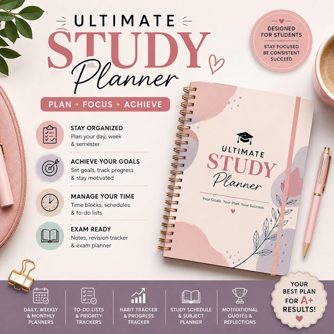 create professional study planner with premium design