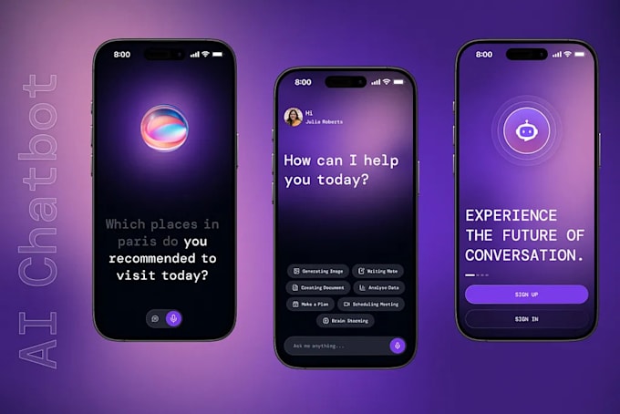 develop ai chatbot app, ai saas app, ai agent app like gemini or chatgpt app