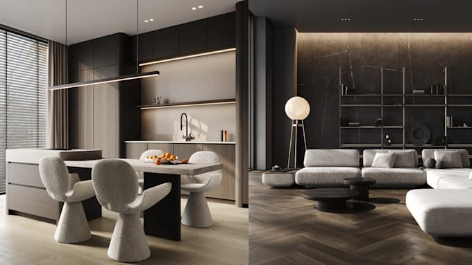 create stunning interior design with realistic 3d visualization rendering