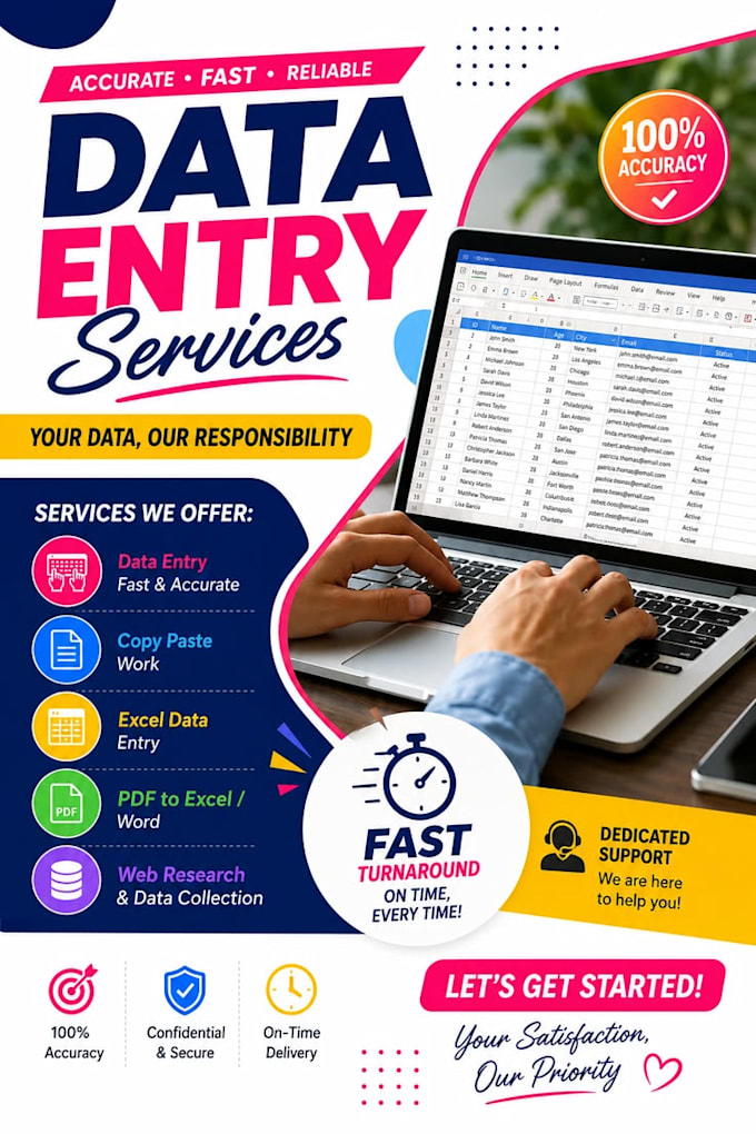 do accurate data entry,typing and virtual assistant tasks