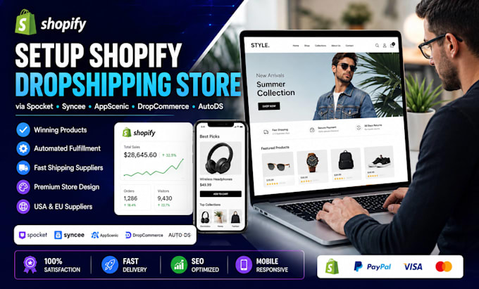 setup shopify dropshiping store via spocket syncee appscenic dropcommerce autods