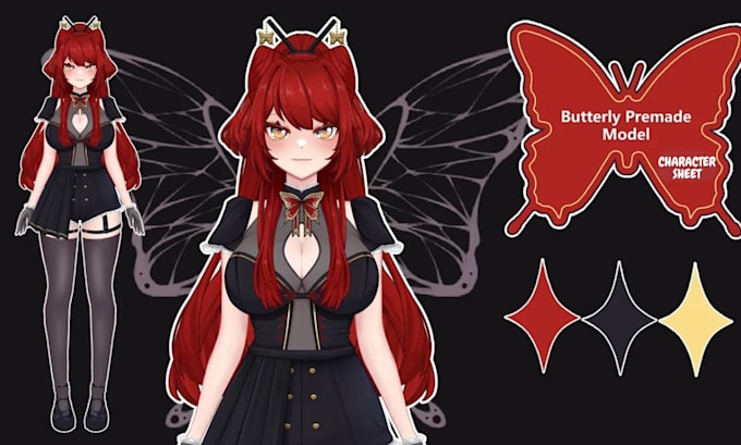 create anime vtuber character reference shet art design vtuber oc ref sheet