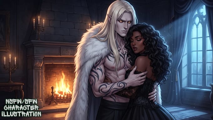 create nsfw character illustrations, sfw 2d designs, and erotic comic artwork