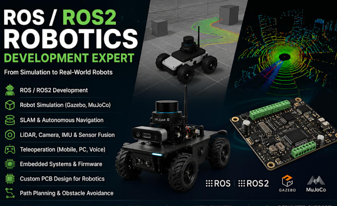ros ros2 robot simulation gazebo mujoco autonomous navigation slam lidar sensor