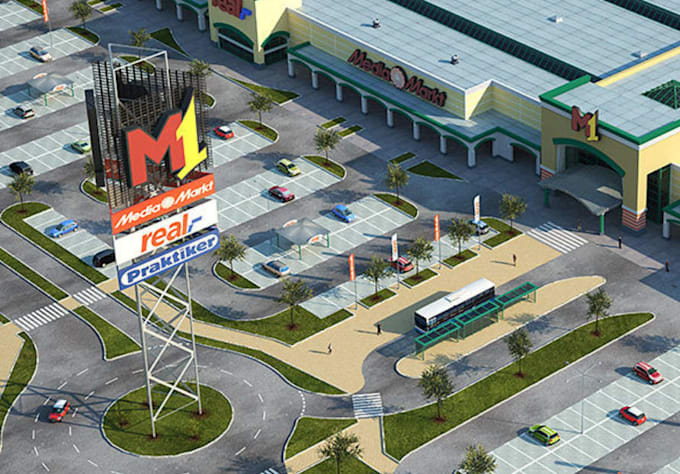 redesign 3d shopping center, cgi commercial space rendering, retail store layout