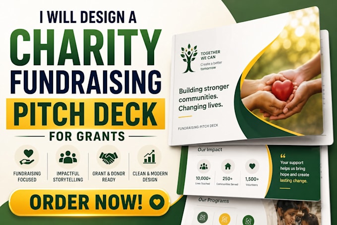design a grant winning pitch deck for UK charities