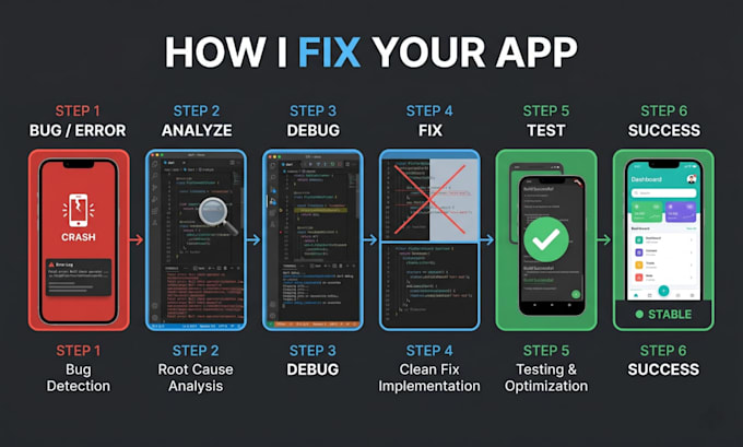 fix flutter app bugs, crashes,firebase issues and API errors fast
