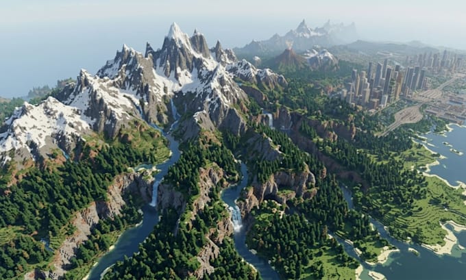 build minecraft city map server spawn lobby hub castle  mini game as builder