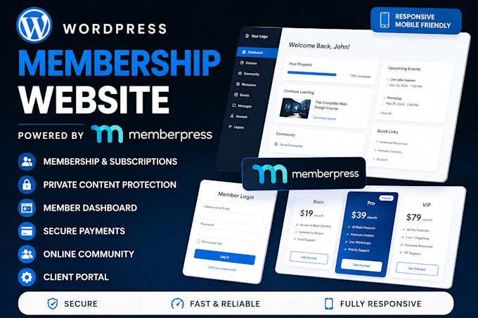 create wordpress membership website, memberpress, client portal