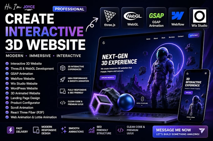 create 3d interactive website with react and threejs