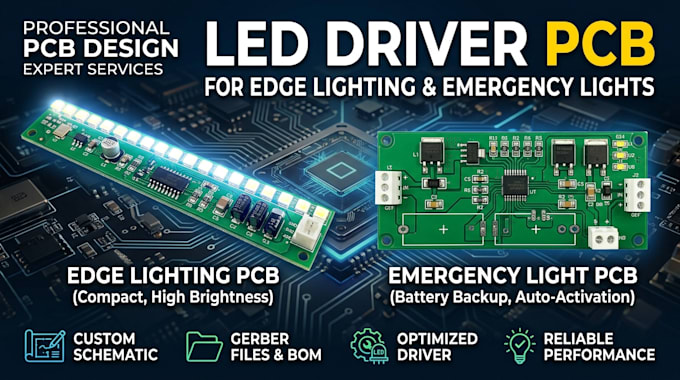 design led driver pcb for edge lighting and emergency lights