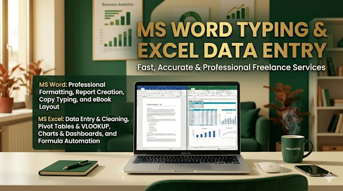 do ms word typing, excel data entry and document formatting