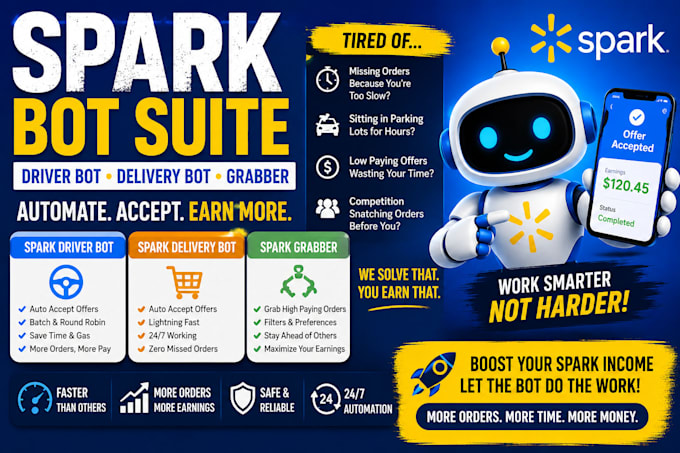 setup spark driver bot, spark delivery bot auto accept orders bot, spark grabber