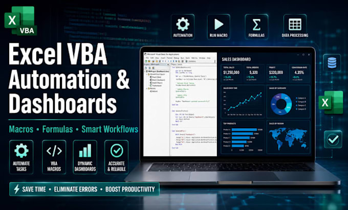 automate excel vba macros, formulas, spreadsheet and dashboard