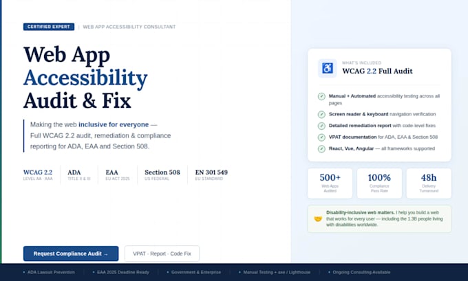 conduct a wcag ada website accessibility audit