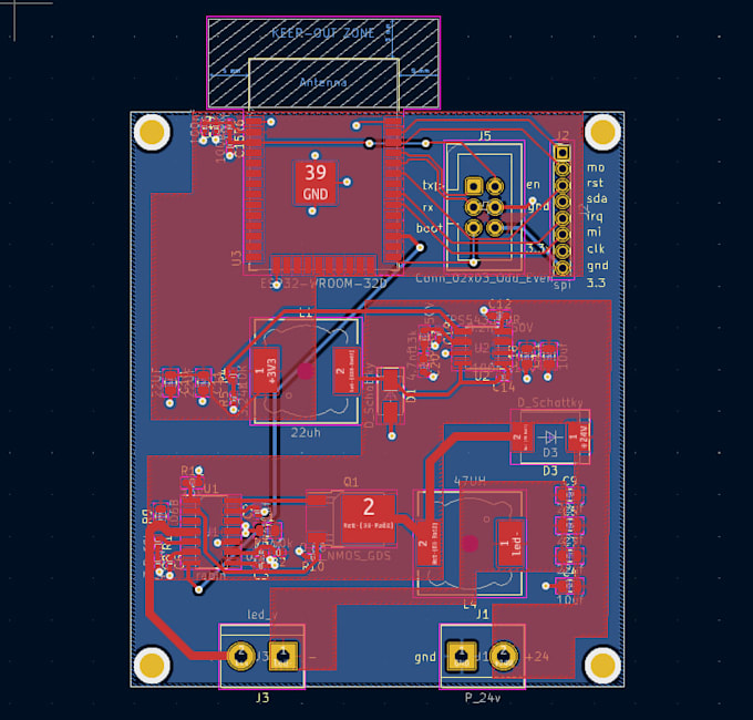 design esp32 iot pcb with wifi bluetooth and sensors