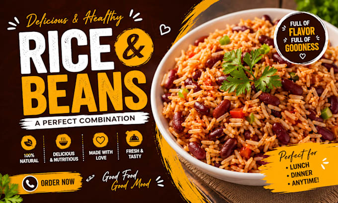 create an attractive rice and beans food promotion post