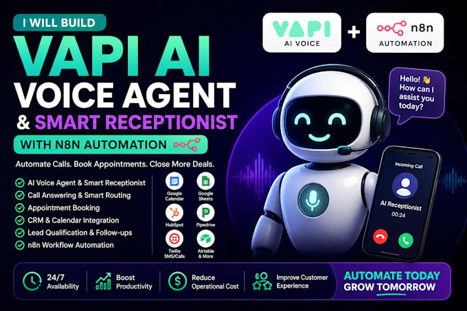 build a vapi ai voice agent and smart receptionist with n8n automaton