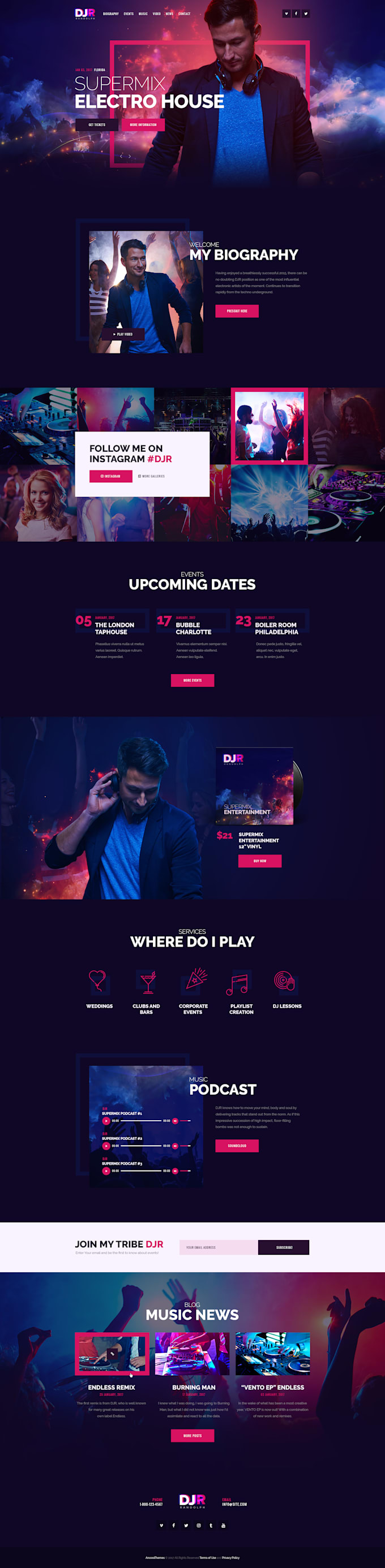 build musician and singer website design