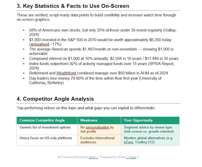 do ai powered finance and business video scripts and briefs