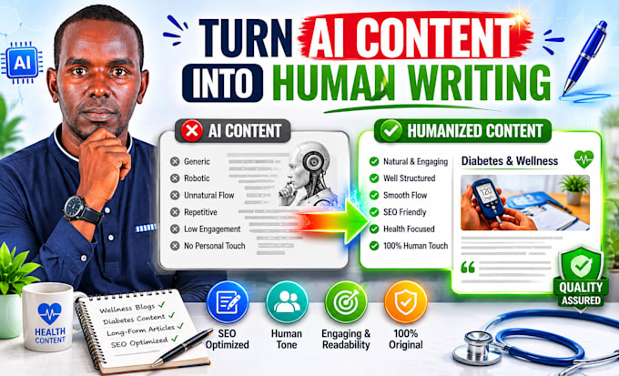 humanize and SEO optimize diabetes awareness content for blogs and websites
