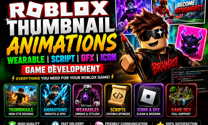 roblox thumbnail animations wearable brainrot script game development icon gfx
