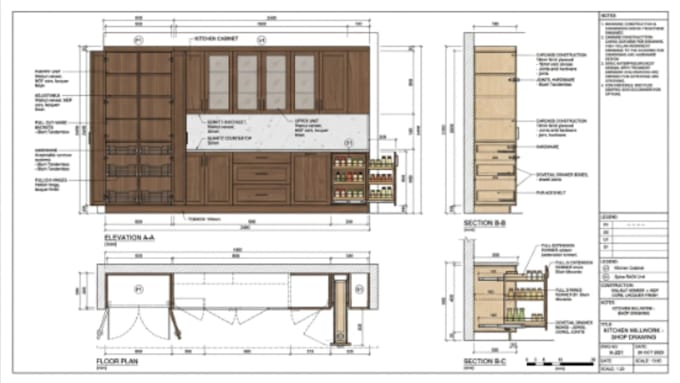 create interior millwork, pantry, kitchen cabinet, spice rack, shop drawing