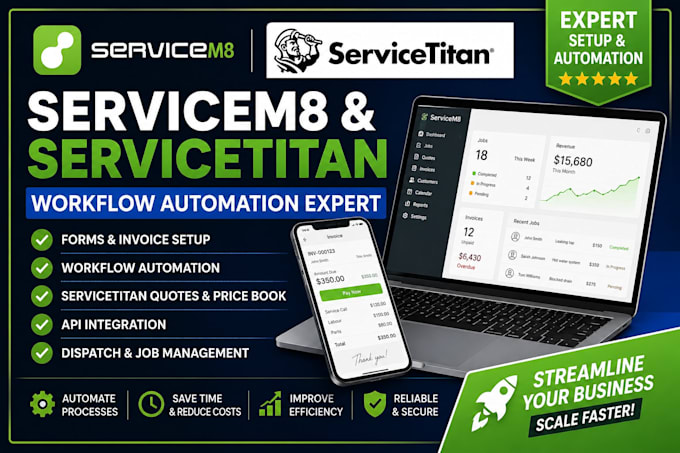 setup servicem8 forms invoices workflows and API