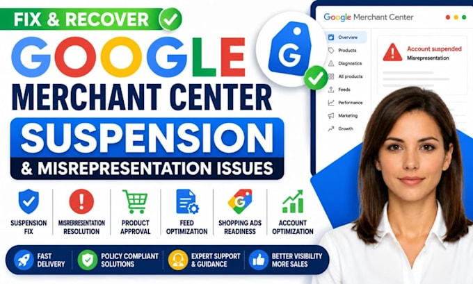 fix google merchant center suspension and misrepresentation issues